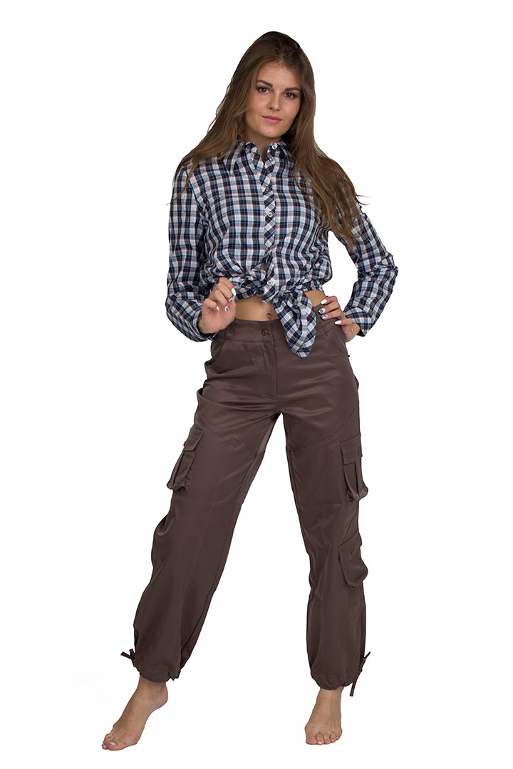 Фото товара 20982, коричневые женские брюки карго